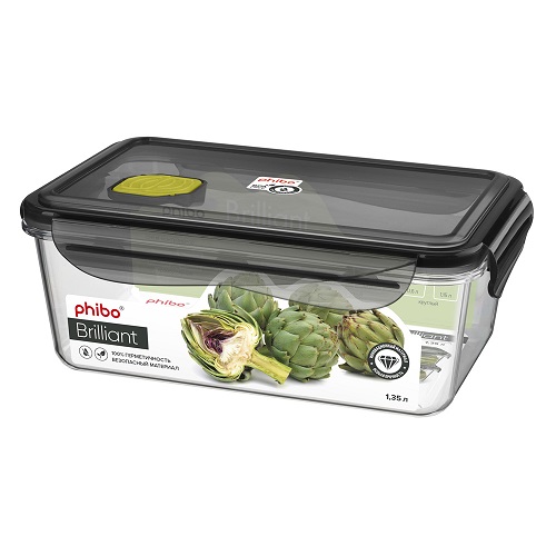 Контейнер для продуктов прямоуг. 1,35 л. 19,5*12,5*7 см. герметичный с клапаном "Бриллиант"/1/12/