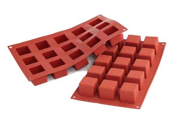 Форма для выпечки 15 ячеек 42 мл. 35*35 мм. h=35 мм. Куб 3D силикон Silikomart /1/10/