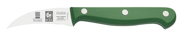 Нож для чистки овощей 60/170 мм. изогнутый, зеленый TECHNIC Icel /1/